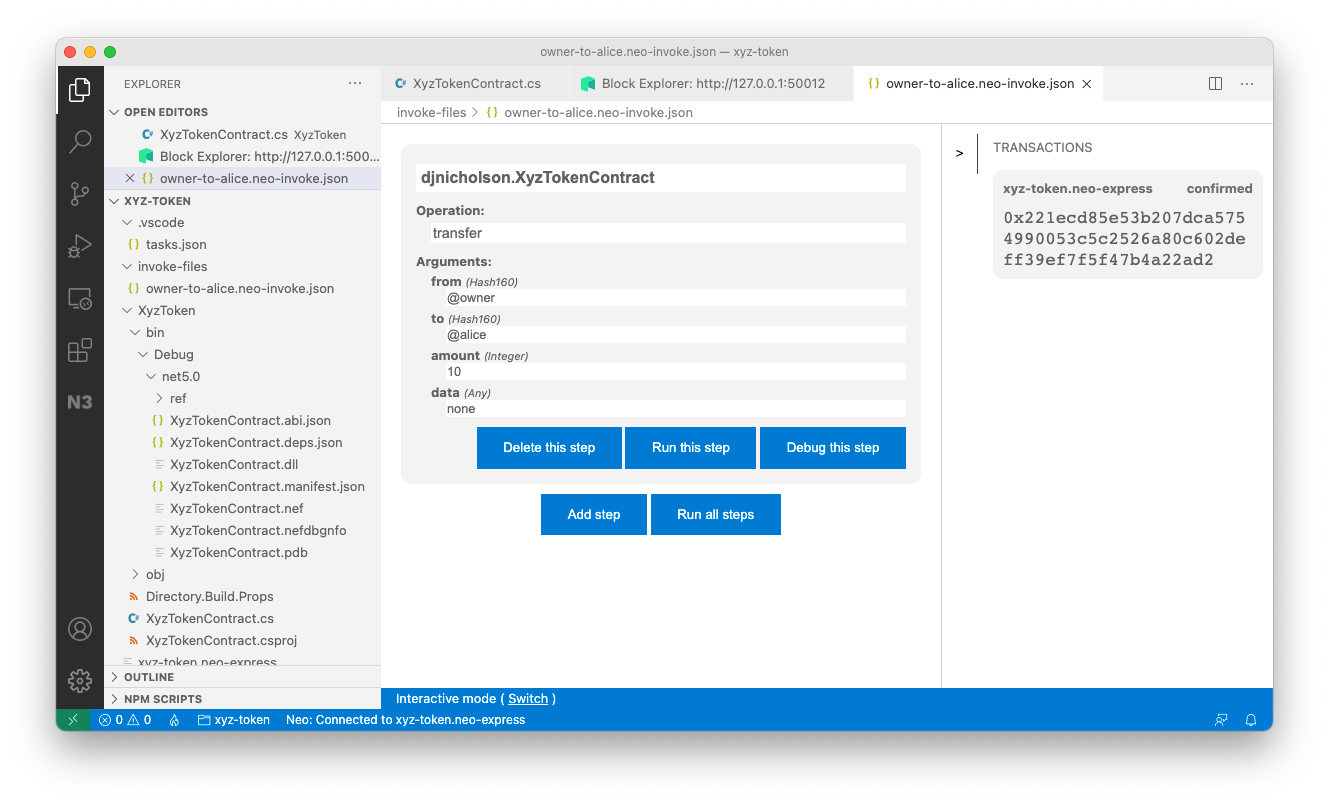 Invocation transaction created