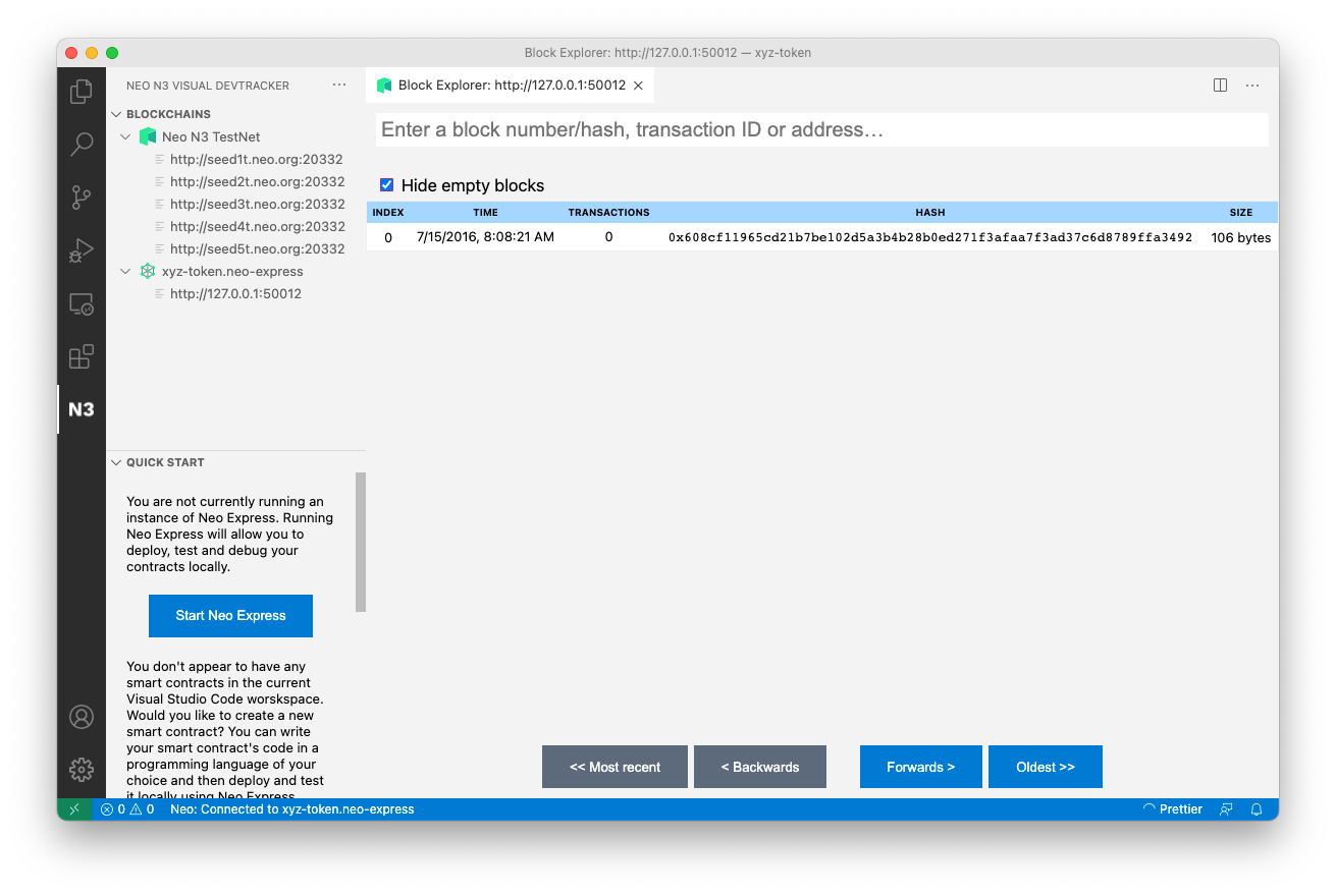 VS Code window after dismissing other output